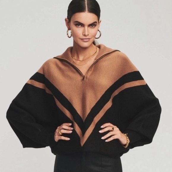 NWT SER.O.YA Abi Oversized Pullover Sweater Brown Black Sz XXS - Picture 1 of 12